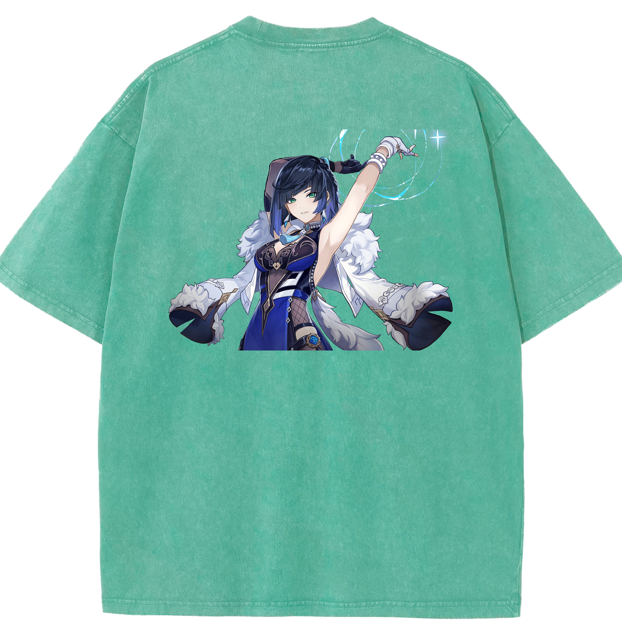 げんし神 夜兰 やらん genshin Yaran 綿100% ヴィンテージ風 半袖Tシャツ（背面プリント）